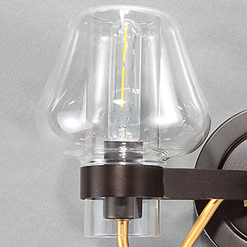Lisslune | Clear Glass Black Wall Light Mushroom Shade 2-Light Modern Wall Lamp Accessories for Bedroom