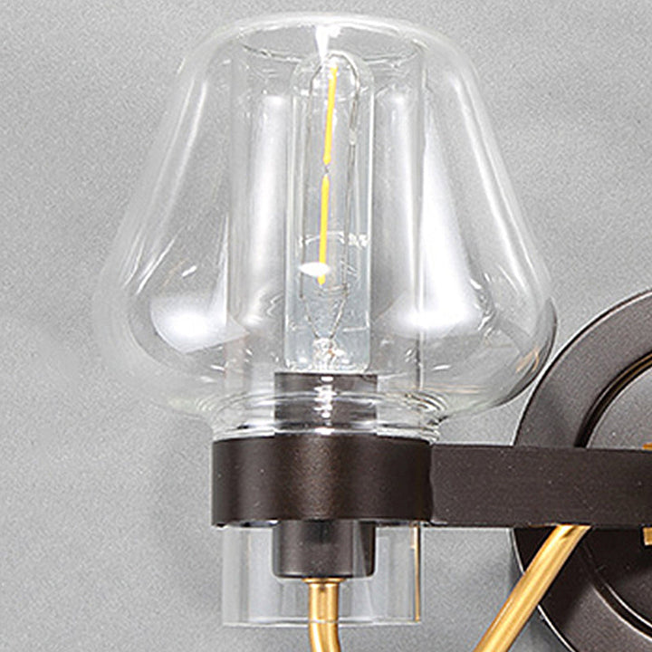 Lisslune | Clear Glass Black Wall Light Mushroom Shade 2-Light Modern Wall Lamp Accessories for Bedroom