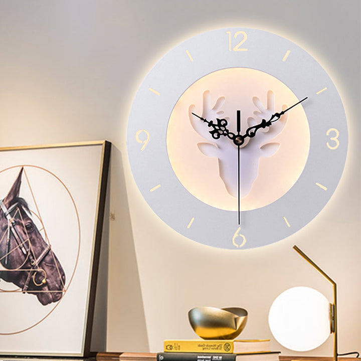 Skørter | Acrylic Antler Wall Light with Clock Modern Creative LED Wall Light in White for Office Bedroom