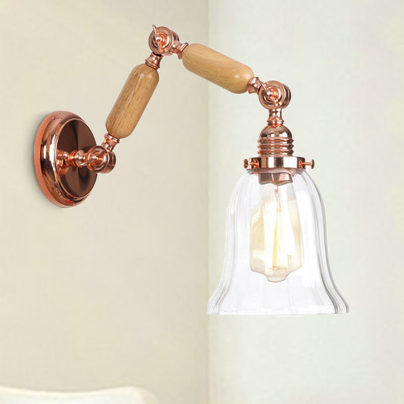 Lisslune | Single beam wall light with flared shade clear prismatic glass farmhouse bedroom wall light fixture