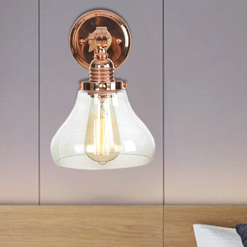Lisslune | Pear-shaped living room wall lamp vintage clear glass 1 light rose gold wall lamp
