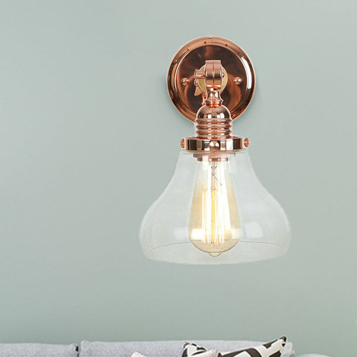 Lisslune | Pear-shaped living room wall lamp vintage clear glass 1 light rose gold wall lamp