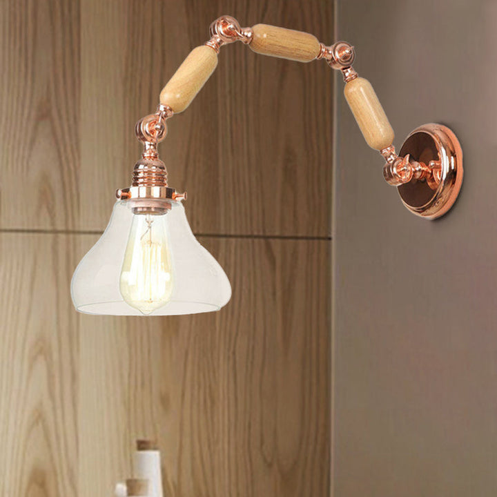 Lisslune | 1 Bulb Wall Lamp with Cone Shade Clear Glass Industrial Living Room Wall Light Lighting