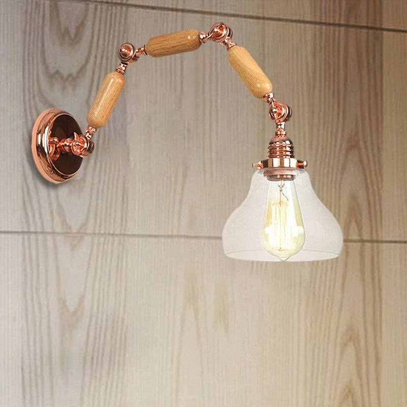 Lisslune | 1 Bulb Wall Lamp with Cone Shade Clear Glass Industrial Living Room Wall Light Lighting