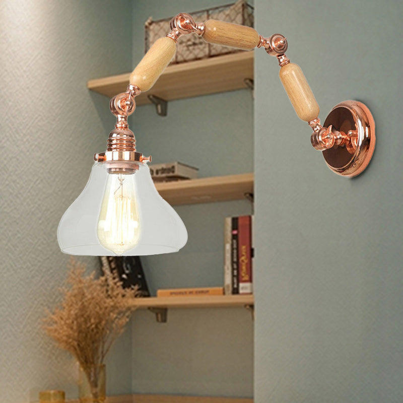 Lisslune | 1 Bulb Wall Lamp with Cone Shade Clear Glass Industrial Living Room Wall Light Lighting