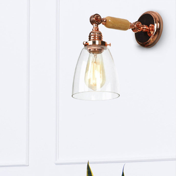 Lisslune | A wall light with a conical shade made of clear glass industrial design living room wall lamp