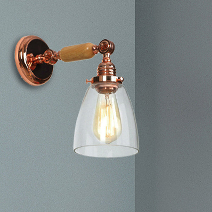 Lisslune | A wall light with a conical shade made of clear glass industrial design living room wall lamp