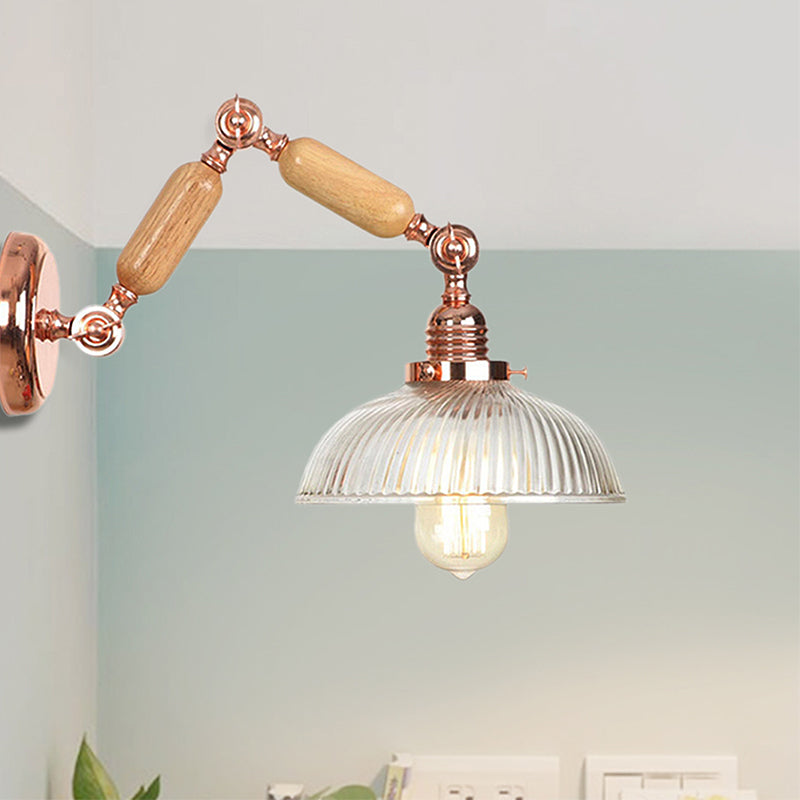 Lisslune | 1 Light Prismatic Glass Wall Lamp Light Vintage Rose Gold Room Bedroom Lighting Fixture with Extendable Arm