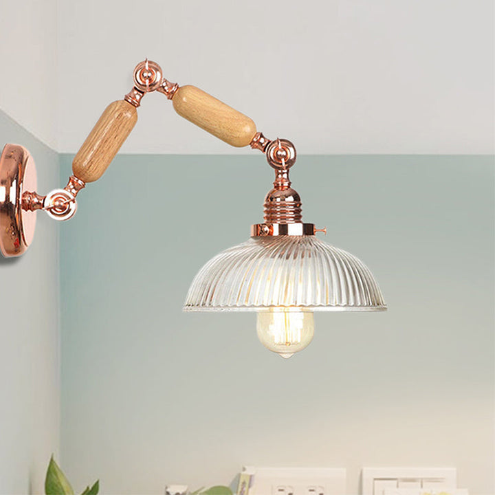 Lisslune | 1 Light Prismatic Glass Wall Lamp Light Vintage Rose Gold Room Bedroom Lighting Fixture with Extendable Arm