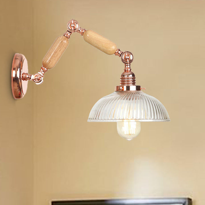 Lisslune | 1 Light Prismatic Glass Wall Lamp Light Vintage Rose Gold Room Bedroom Lighting Fixture with Extendable Arm