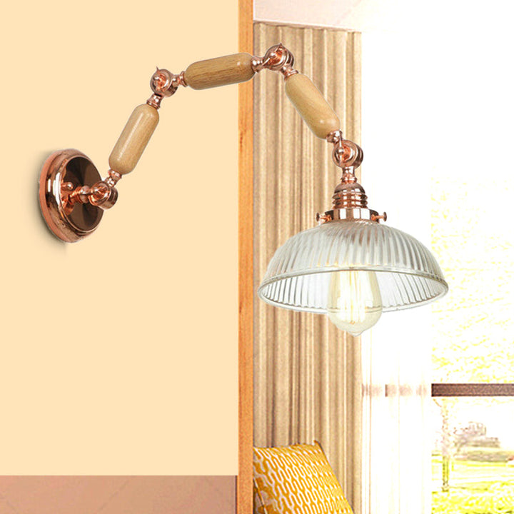 Lisslune | A wall lamp with a bowl shade ribbed glass vintage style living room wall light fixture