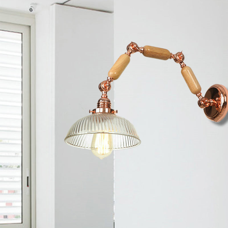 Lisslune | A wall lamp with a bowl shade ribbed glass vintage style living room wall light fixture