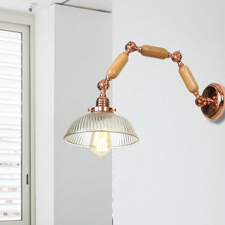 Lisslune | A wall lamp with a bowl shade ribbed glass vintage style living room wall light fixture