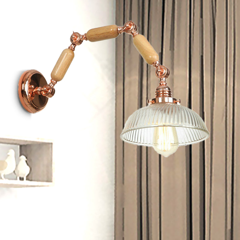 Lisslune | A wall lamp with a bowl shade ribbed glass vintage style living room wall light fixture