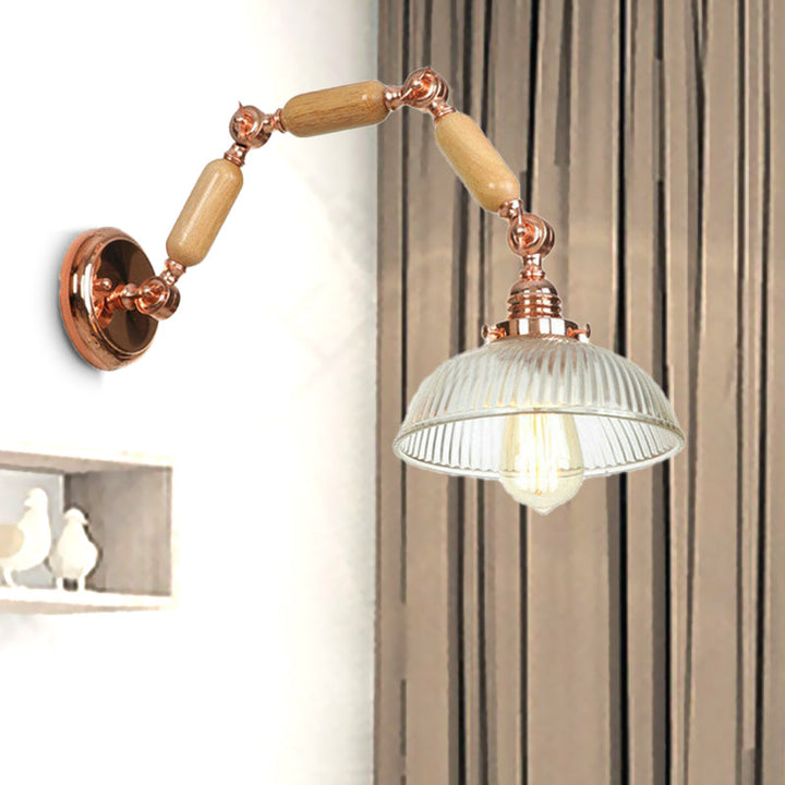Lisslune | A wall lamp with a bowl shade ribbed glass vintage style living room wall light fixture