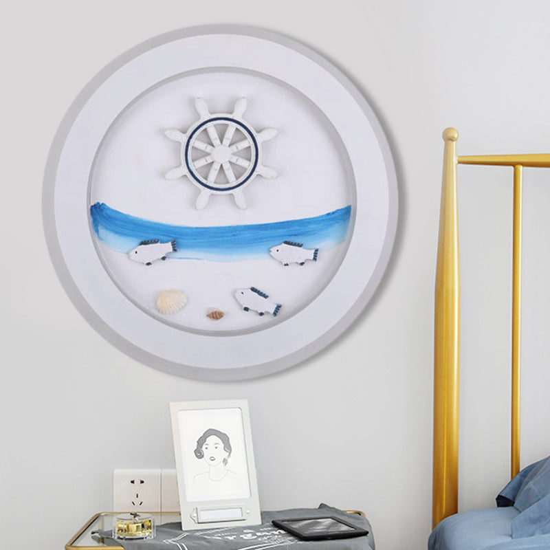Skørter | Maritime Stylish Circle Wall Lamp with Sea Acrylic LED Wall Lamp in White for Children's Room
