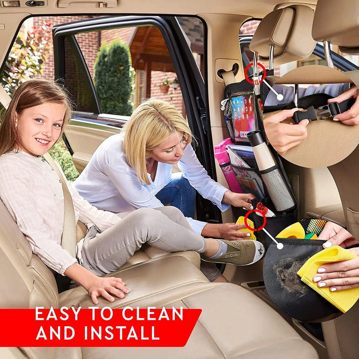 Lisslune | Backseat Organizer with Touchscreen Tablet Holder & Kick Mat Protector