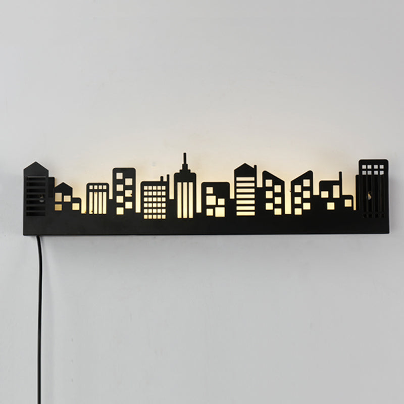 Skørter | Stylish Monochrome LED Wall Lamp Metal Modern City View Living Room