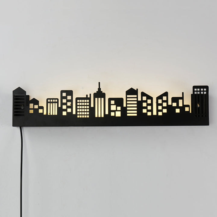 Skørter | Stylish Monochrome LED Wall Lamp Metal Modern City View Living Room