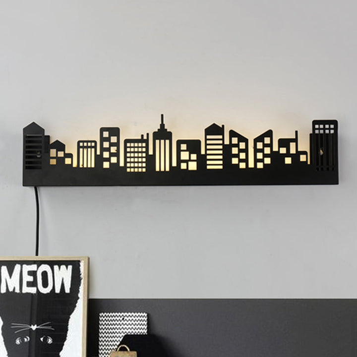 Skørter | Stylish Monochrome LED Wall Lamp Metal Modern City View Living Room