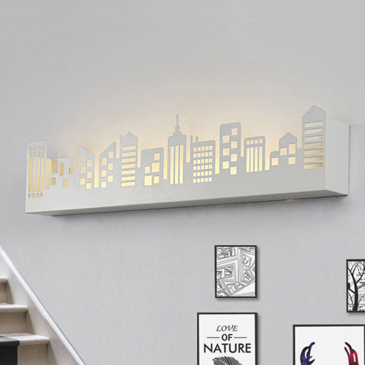 Skørter | Stylish Monochrome LED Wall Lamp Metal Modern City View Living Room