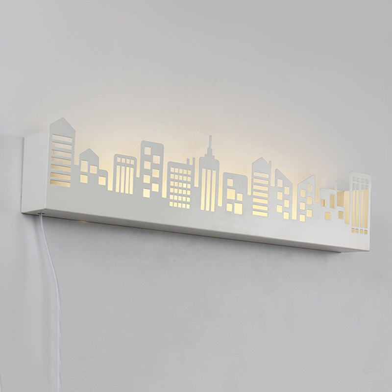 Skørter | Stylish Monochrome LED Wall Lamp Metal Modern City View Living Room