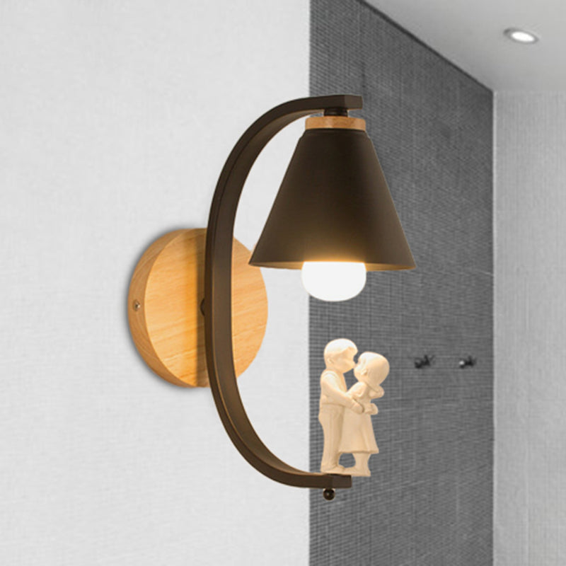 Skørter | Romantic conical wall lamp with coupling metal 1 lamp wall light for study room