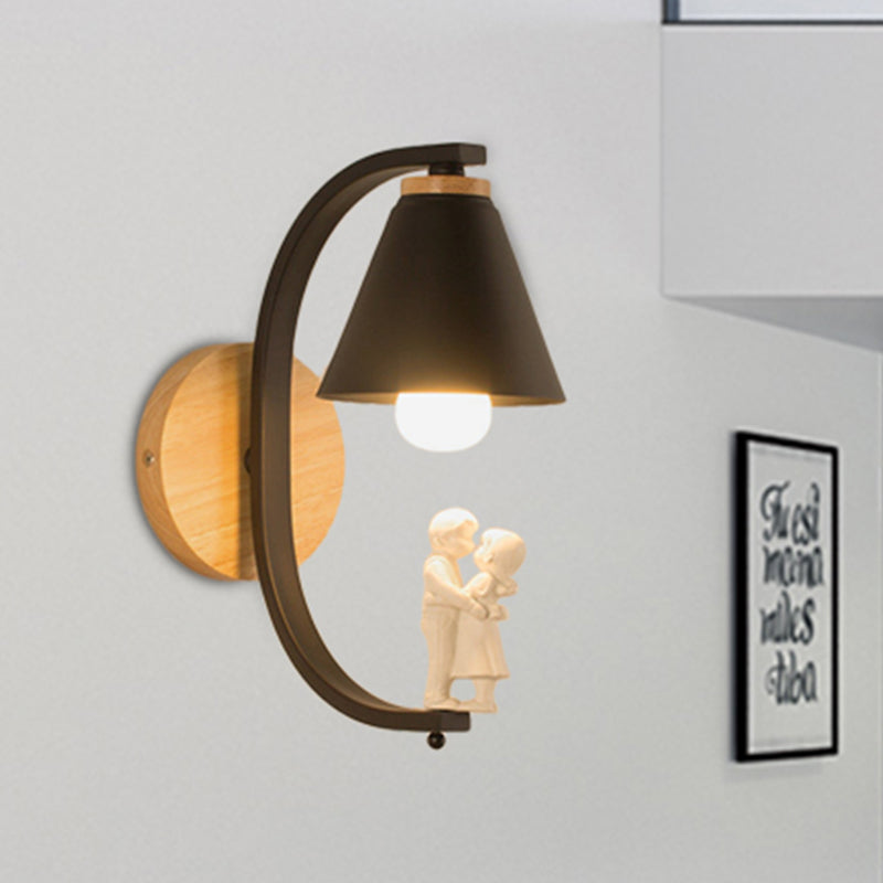 Skørter | Romantic conical wall lamp with coupling metal 1 lamp wall light for study room