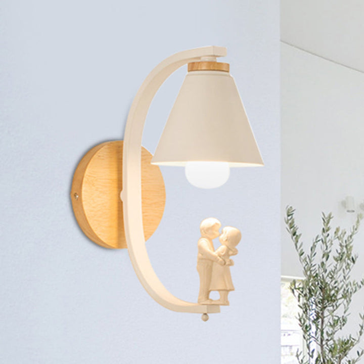 Skørter | Romantic conical wall lamp with coupling metal 1 lamp wall light for study room