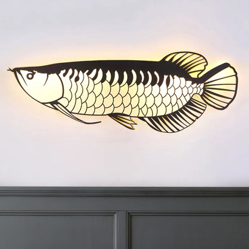 Skørter | Fish-shaped Kindergarten Wall Lamp Acrylic Creative LED Wall Lamp in Black
