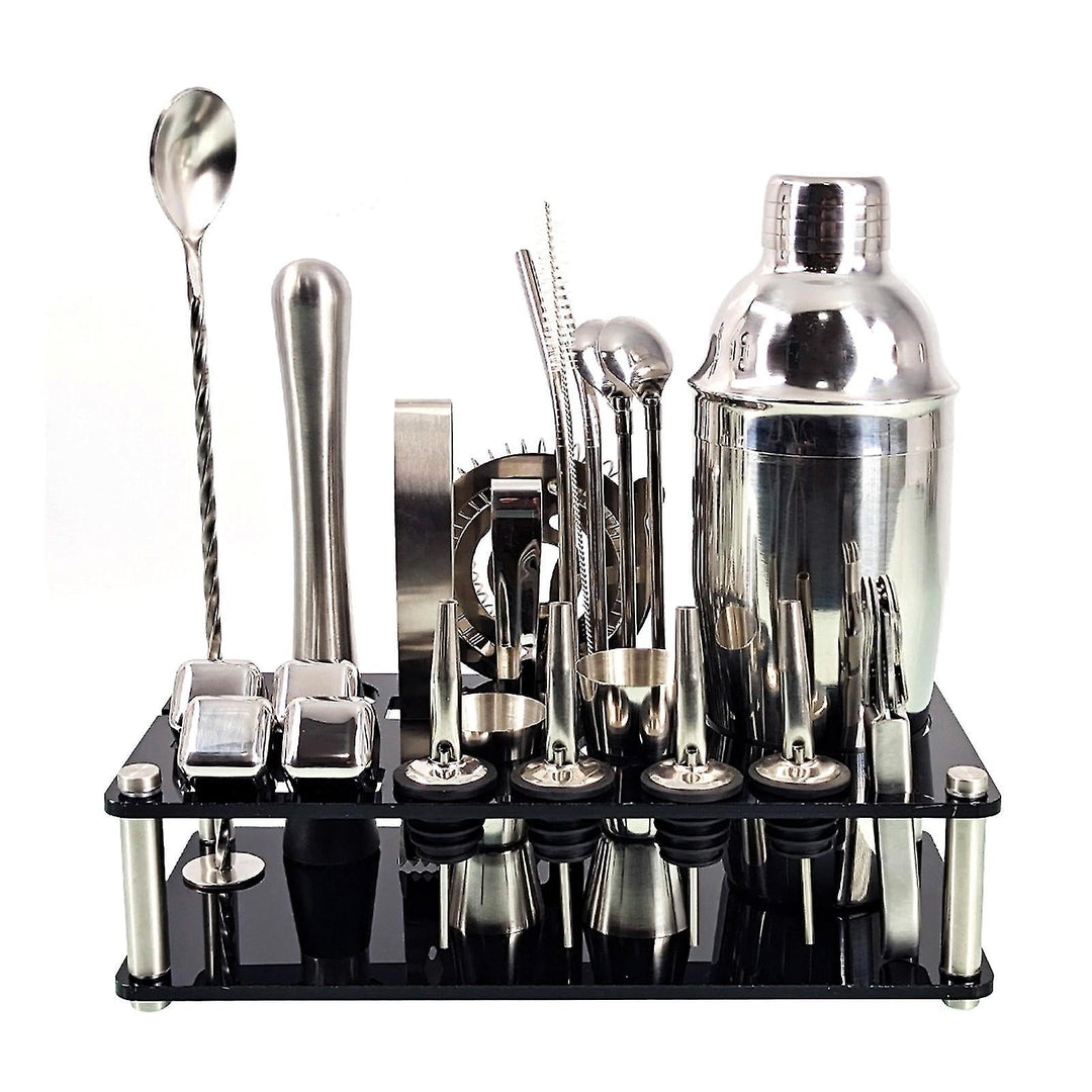 Lisslune | 23pcs/Set Bartender Kit Professional Versatility Stainless Steel Martini Cocktail Shaker with Stand Bar Accessories