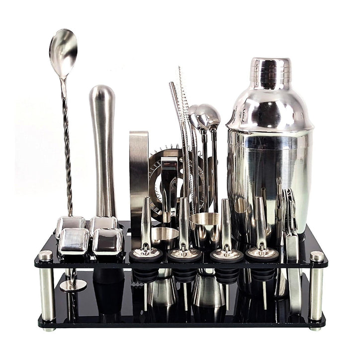 Lisslune | 23pcs/Set Bartender Kit Professional Versatility Stainless Steel Martini Cocktail Shaker with Stand Bar Accessories