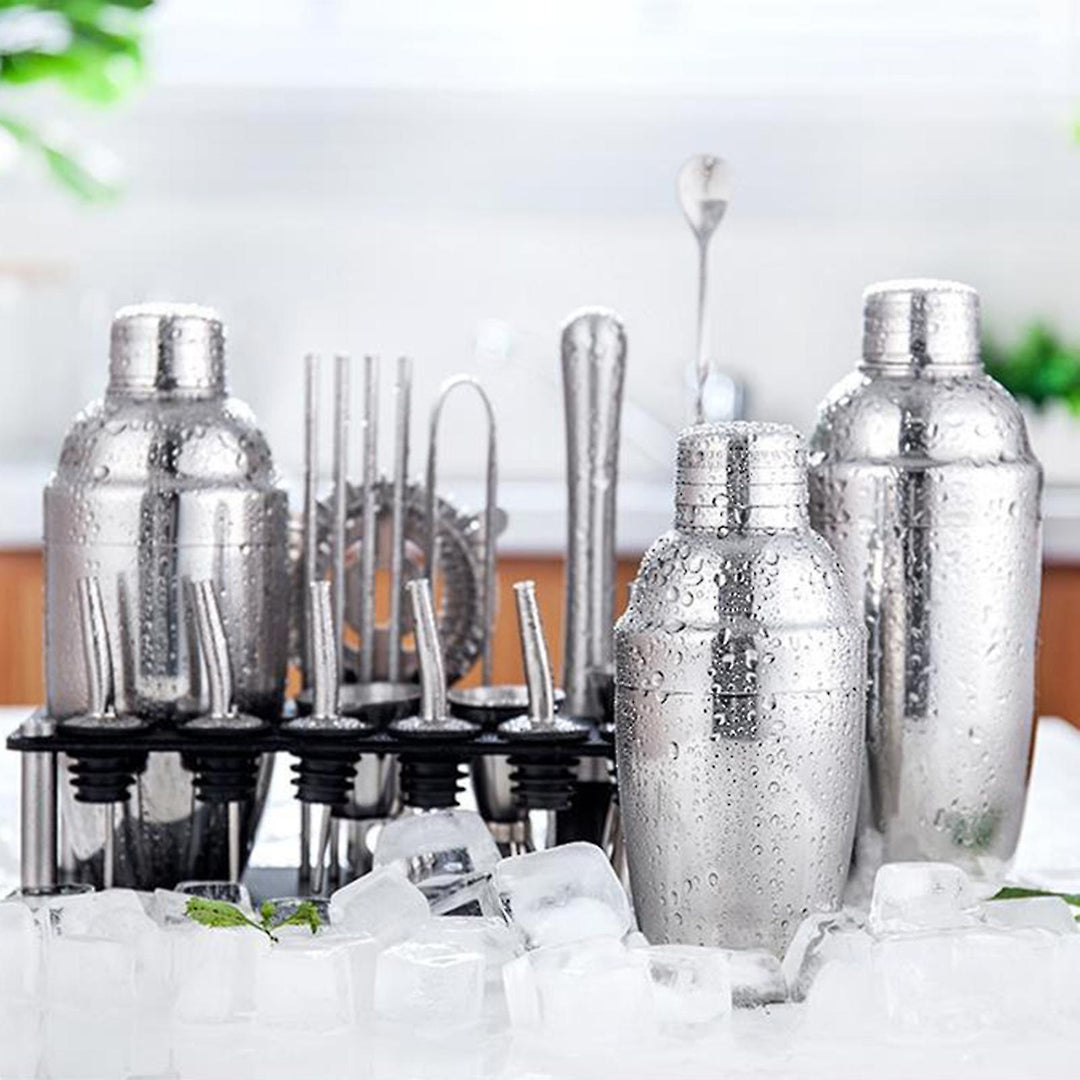 Lisslune | 23pcs/Set Bartender Kit Professional Versatility Stainless Steel Martini Cocktail Shaker with Stand Bar Accessories