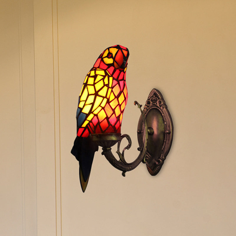 Skørter | Tiffany Parrot Wall Lamp with Colored Glass 1 Light Indoor Wall Mounted Light for Corridor