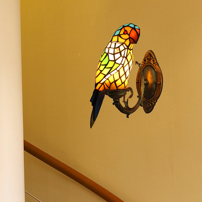 Skørter | Tiffany Parrot Wall Lamp with Colored Glass 1 Light Indoor Wall Mounted Light for Corridor