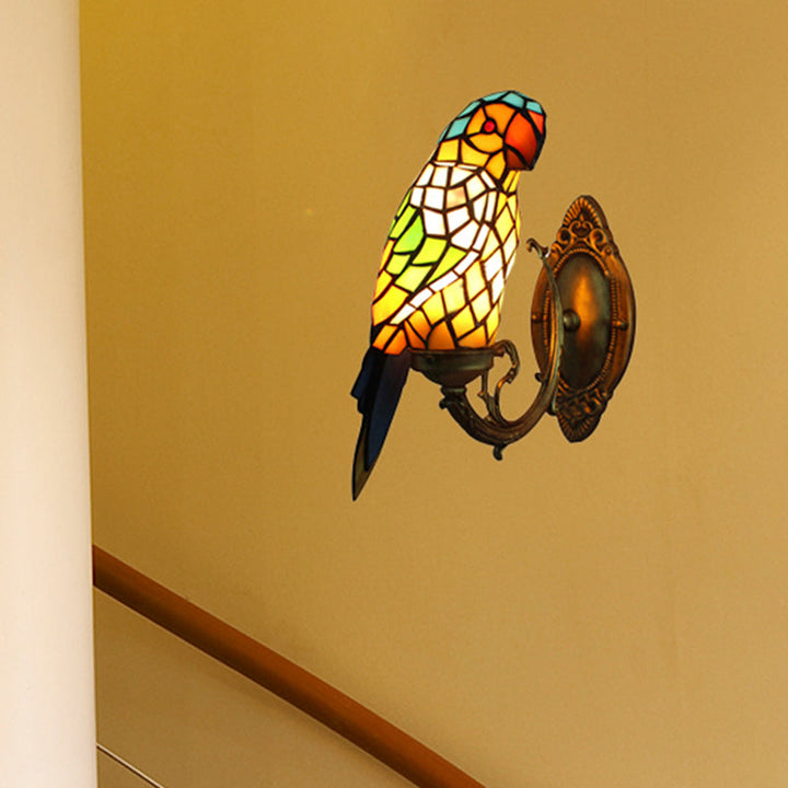 Skørter | Tiffany Parrot Wall Lamp with Colored Glass 1 Light Indoor Wall Mounted Light for Corridor