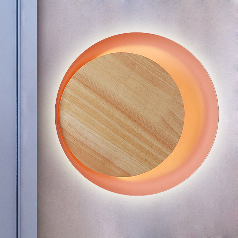 Skørter | Pink Eclipse View Wall Lamp Macaron Loft Wood LED Wall Lamp for Stairs Bathroom
