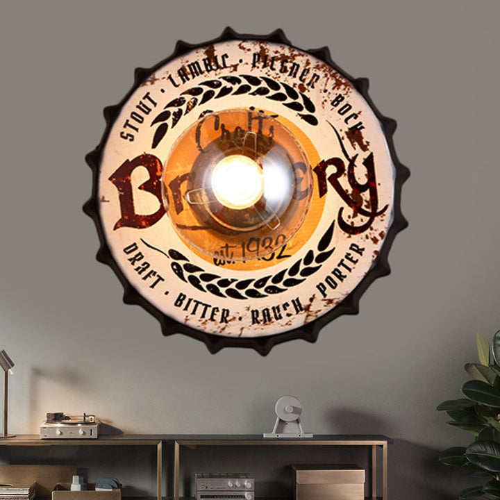 Skørter | Antique Style LED Wall Light Bottle Cap Shape Metal Wall Light for Restaurant Bar