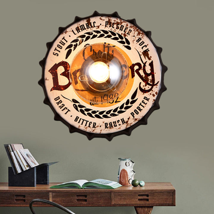 Skørter | Antique Style LED Wall Light Bottle Cap Shape Metal Wall Light for Restaurant Bar
