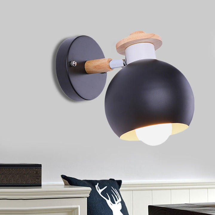 Skørter | Rotatable Monochrome Orb Wall Lamp 1 Bulb Nordic Style Metal Wall Lighting for Study Room