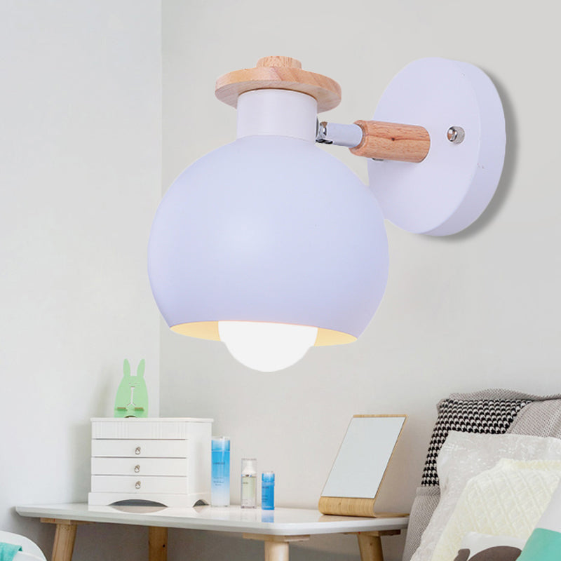 Skørter | Rotatable Monochrome Orb Wall Lamp 1 Bulb Nordic Style Metal Wall Lighting for Study Room