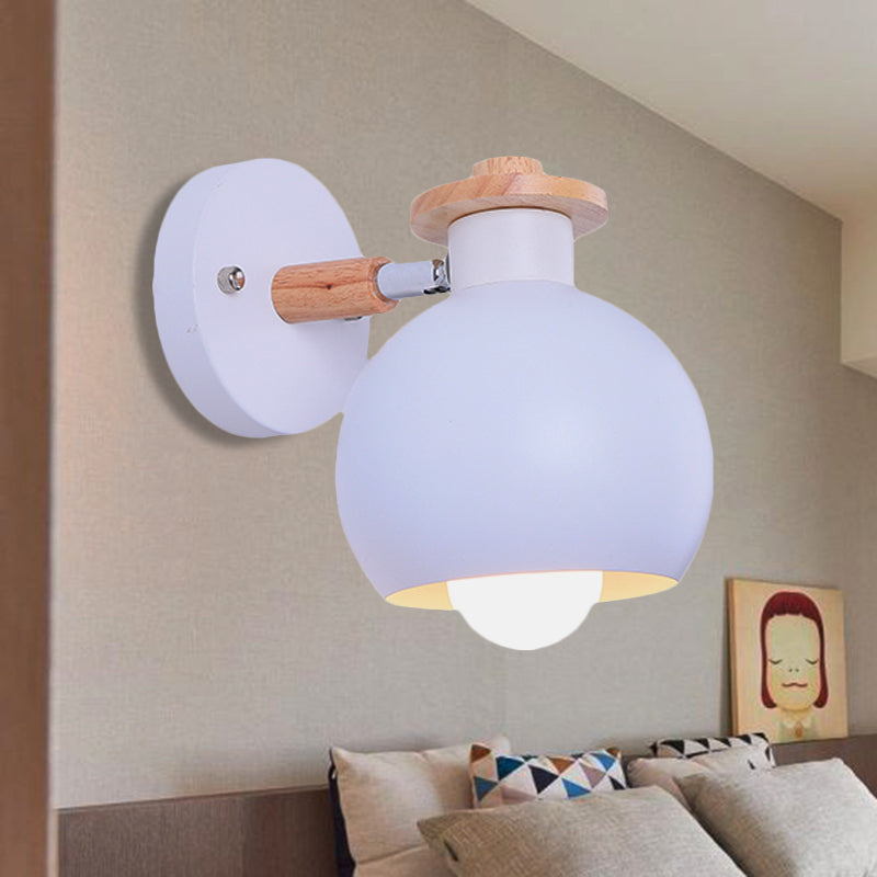 Skørter | Rotatable Monochrome Orb Wall Lamp 1 Bulb Nordic Style Metal Wall Lighting for Study Room