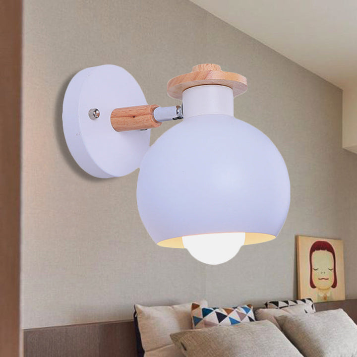 Skørter | Rotatable Monochrome Orb Wall Lamp 1 Bulb Nordic Style Metal Wall Lighting for Study Room