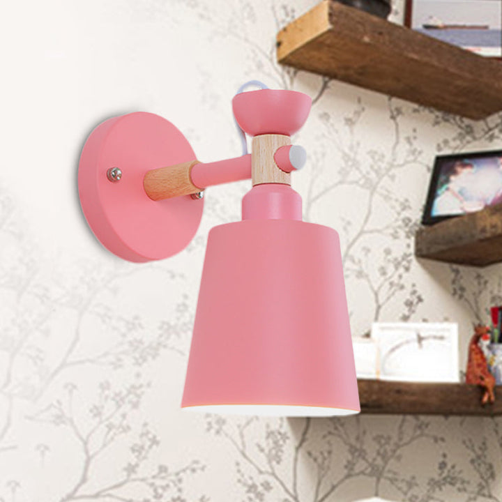 Skørter | Rotatable Nordic Style Wall Lamp with Bucket One Light Metal Wall Lamp for Adult Bedroom