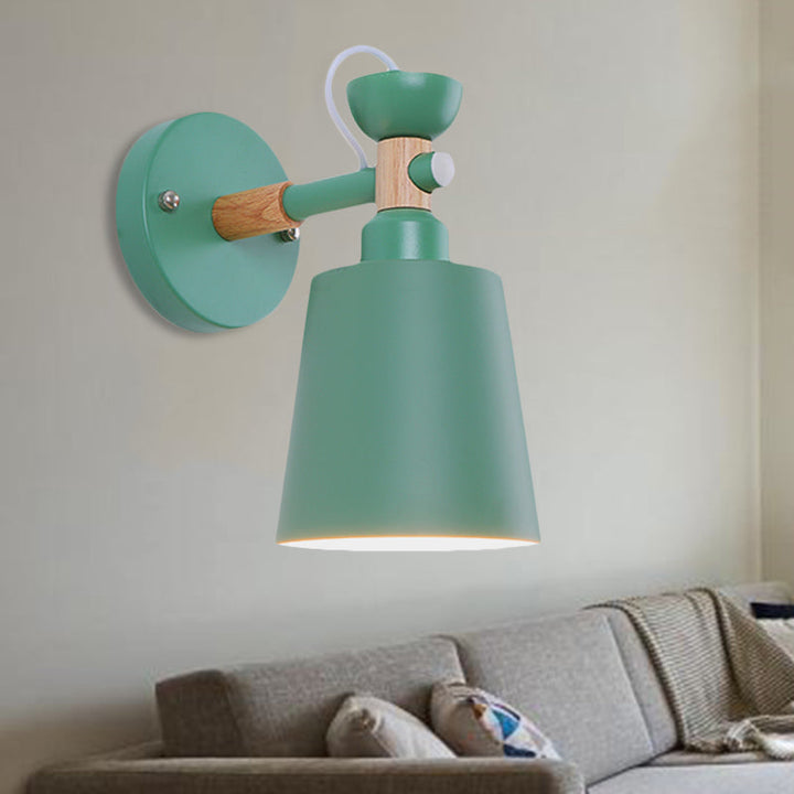 Skørter | Rotatable Nordic Style Wall Lamp with Bucket One Light Metal Wall Lamp for Adult Bedroom