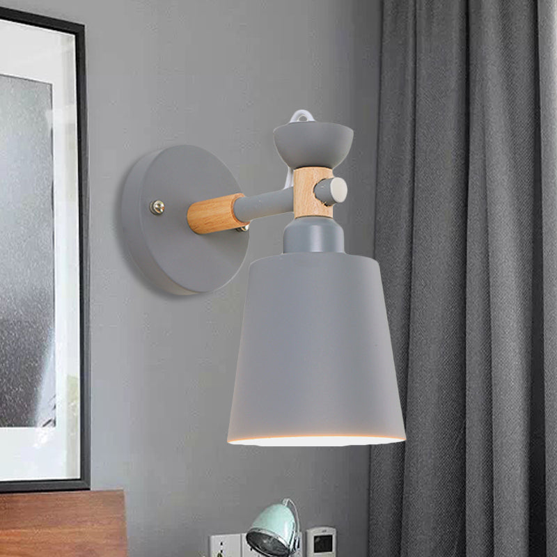 Skørter | Rotatable Nordic Style Wall Lamp with Bucket One Light Metal Wall Lamp for Adult Bedroom
