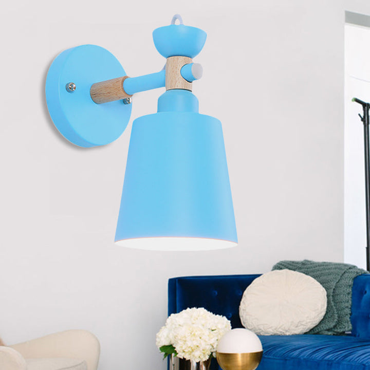 Skørter | Rotatable Nordic Style Wall Lamp with Bucket One Light Metal Wall Lamp for Adult Bedroom