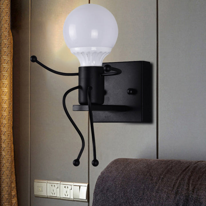 Skørter | Metal Small Robot Wall Lamp Bare Bulb One Light Modern Style Wall Lamp for Hallway Bathroom