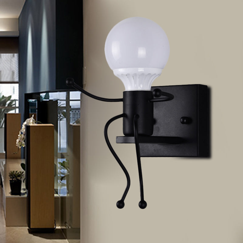 Skørter | Metal Small Robot Wall Lamp Bare Bulb One Light Modern Style Wall Lamp for Hallway Bathroom