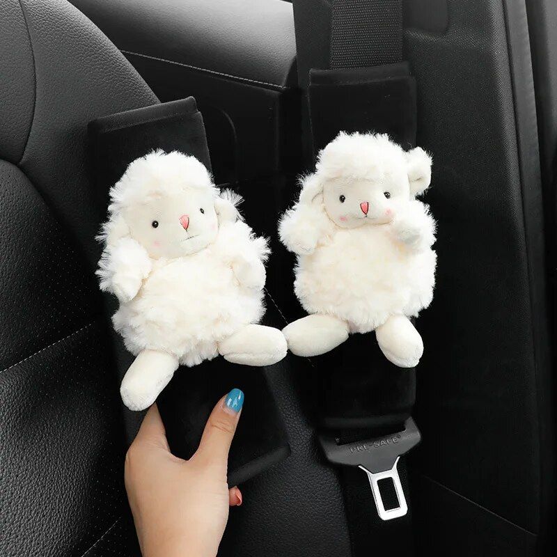 Lisslune | Cartoon Lamb Plush Car Seat Belt Cover